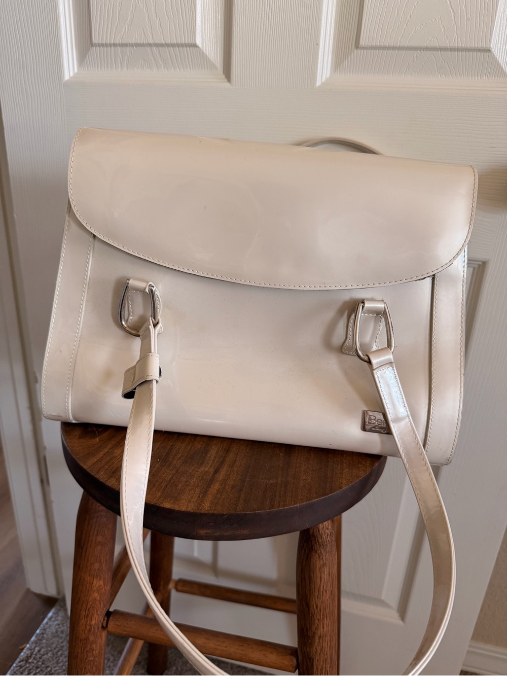 Beijo Cream-White Satchel with Dual Straps